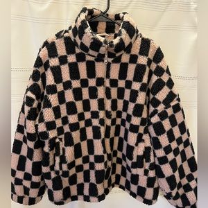 Black and Tan Checkered Fleece Jacket